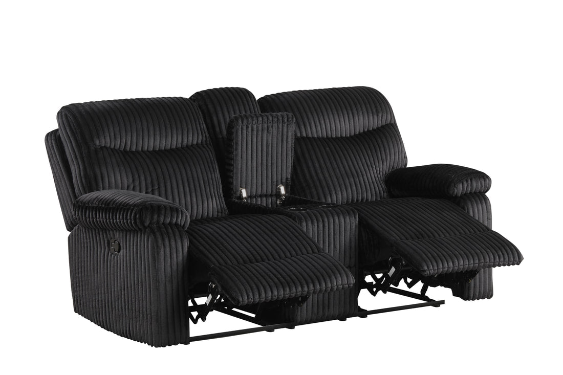 3pcs Bravo Black Fabric Reclining Set