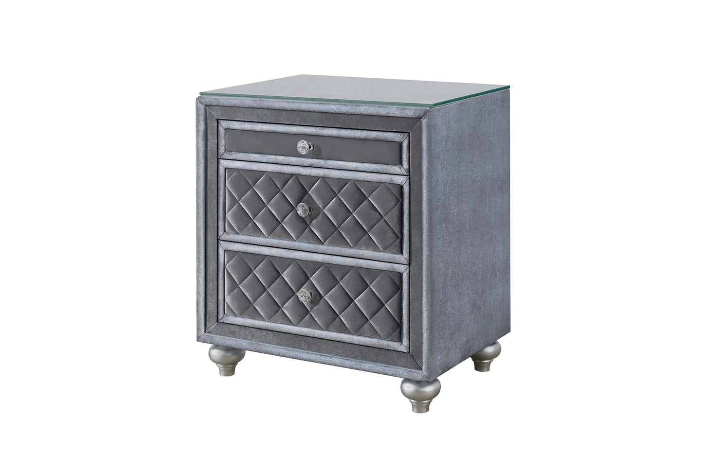 5pcs Cameo Grey Velvet Bedroom Set