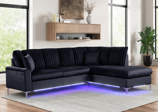 Candy LED Black Reversible Sectional