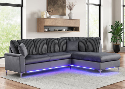 Candy LED Charcoal Reversible Sectional