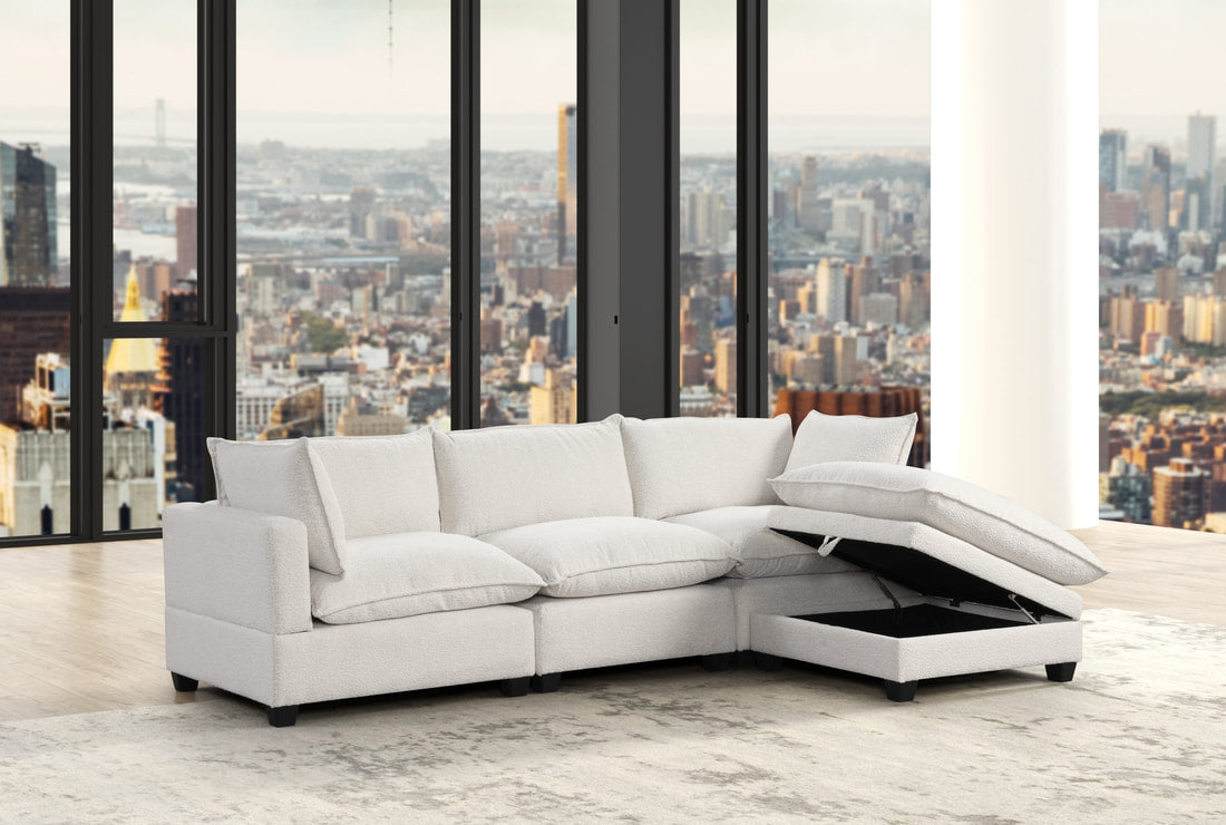 Cloud2 Sand Boucle Fabric Modular Sectional