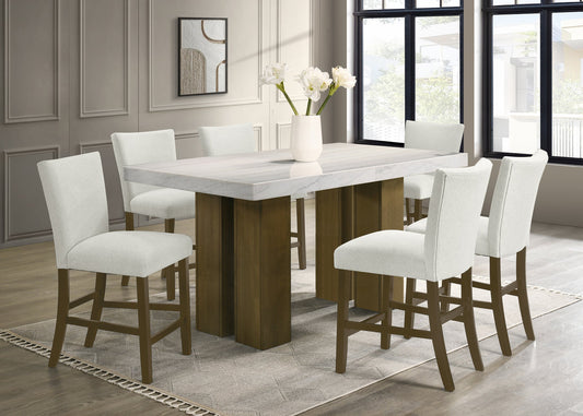 7pcs Capri20 Genuine Marble Counter Height Dining Set