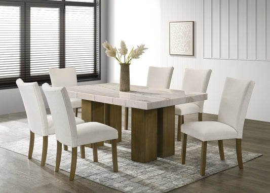 7pcs Capri10 Genuine Marble Dining Set