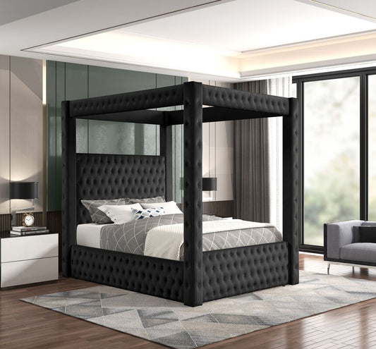 Castle Black Canopy Platform Bed Frame