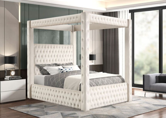 Castle Beige Canopy Platform Bedframe