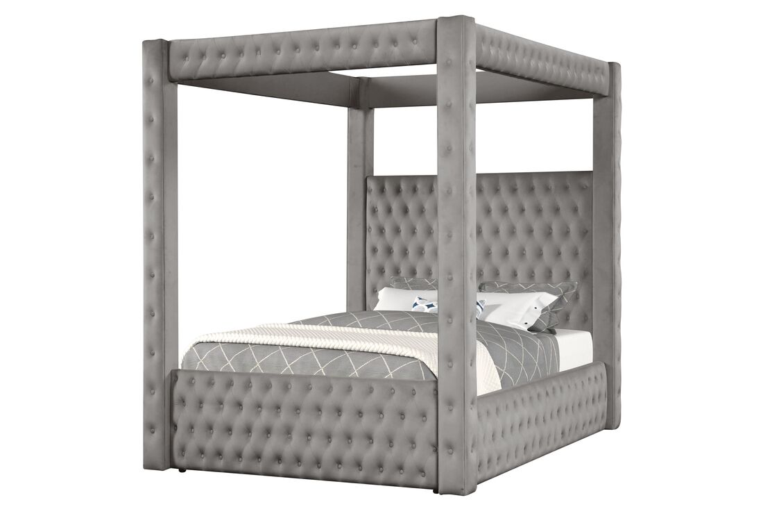 Castle Grey Canopy Platform Bed  King