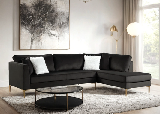Catalina Black Velvet Sectional