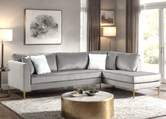 Catalina Silver Velvet Sectional