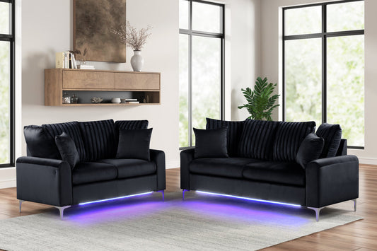 Celina Black LED Sofa & Loveseat Set