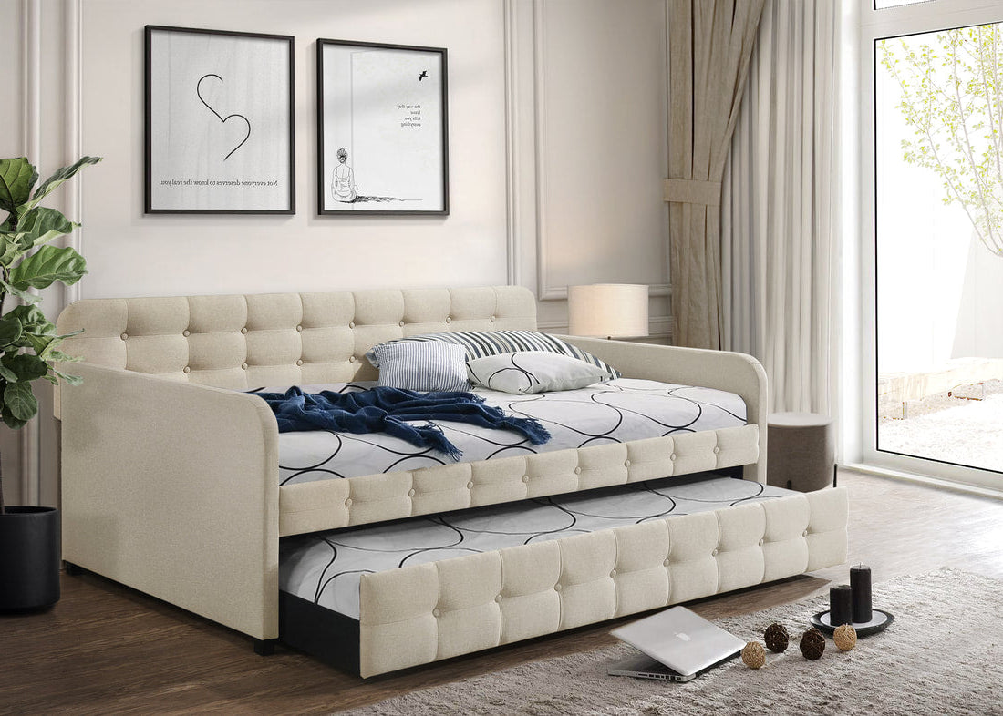 Chase Beige Linen Daybed with Trundle