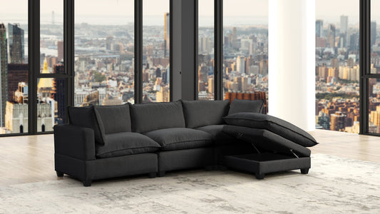 Cloud2 Black Boucle Fabric Modular Sectional