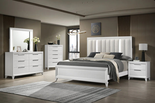 5pcs Cressida White LED Bedroom Set