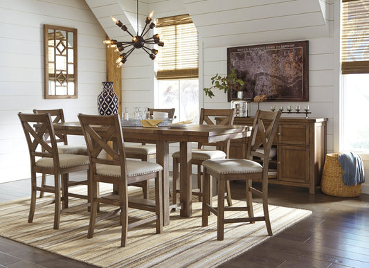 7pcs D631 Brown Counter Height Table Dining Set