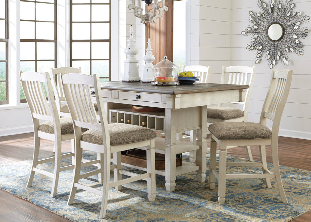 7pcs D647-32 Ashley White Dining Set