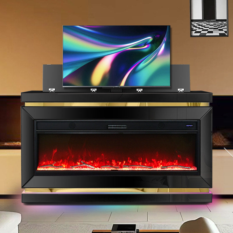 A93 Black LED TV Stand with Fireplace