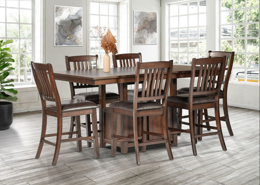 7pcs D850 Wood Finish Dining Set