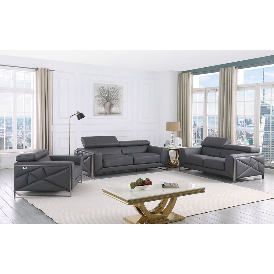 MI-989 Giorgio (Grey) - Leather Sofa