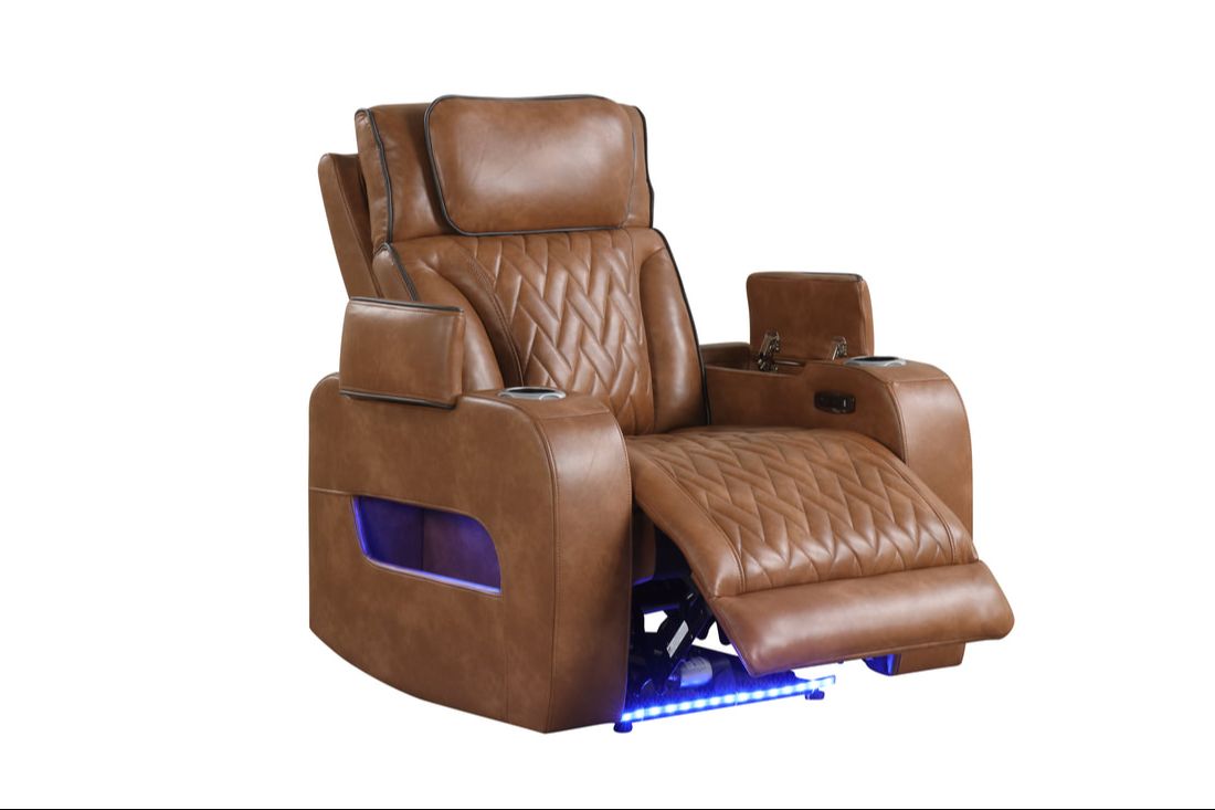 3pcs Dubai Brown Leather Power Reclining Sofa Set