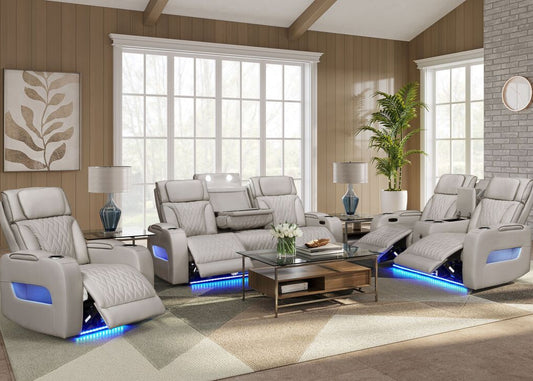 3pcs Dubai Sand Leather Power Reclining Sofa Set
