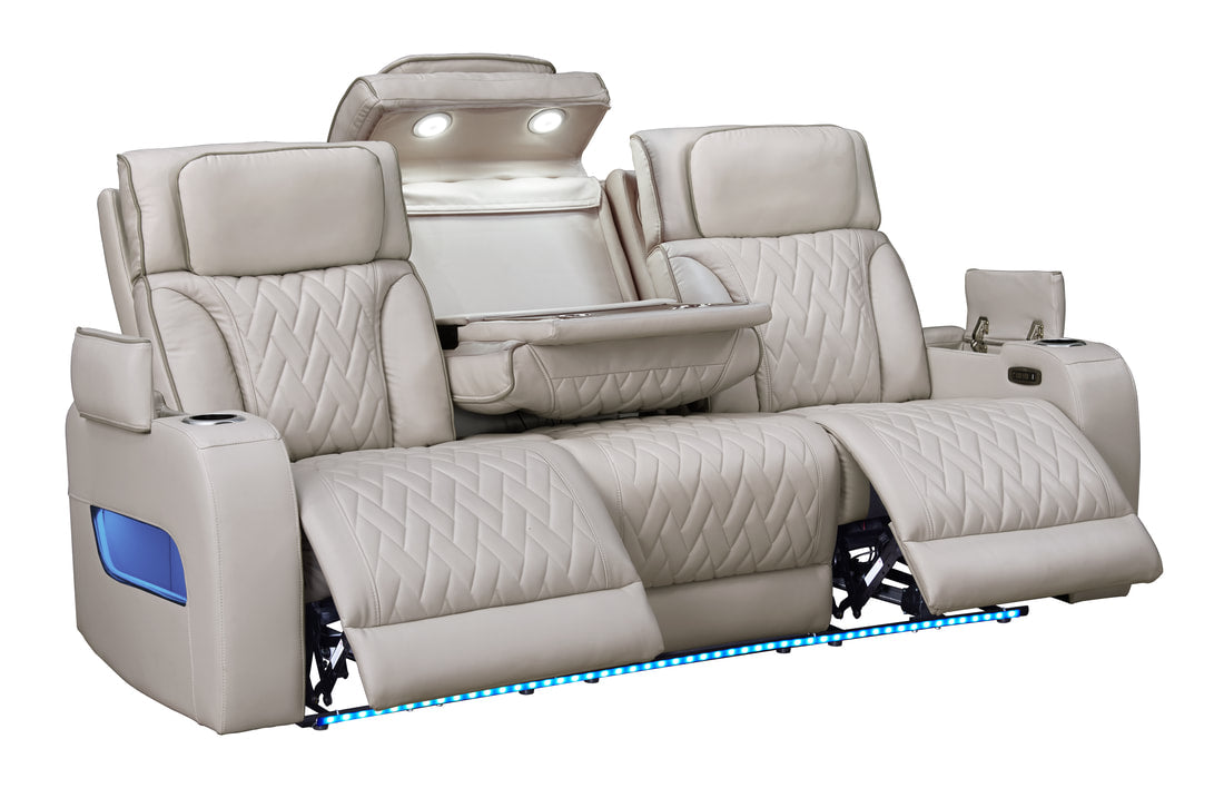 3pcs Dubai Sand Leather Power Reclining Sofa Set