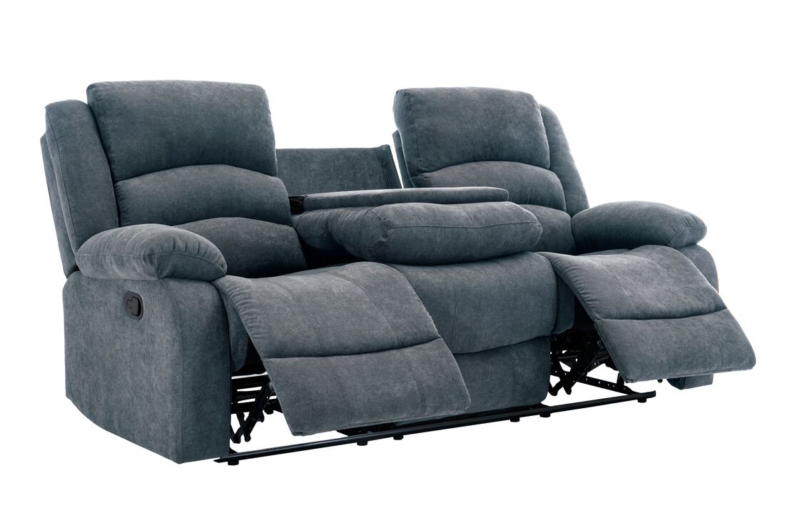 3pcs Dynamo Charcoal Fabric Sofa Reclining Set