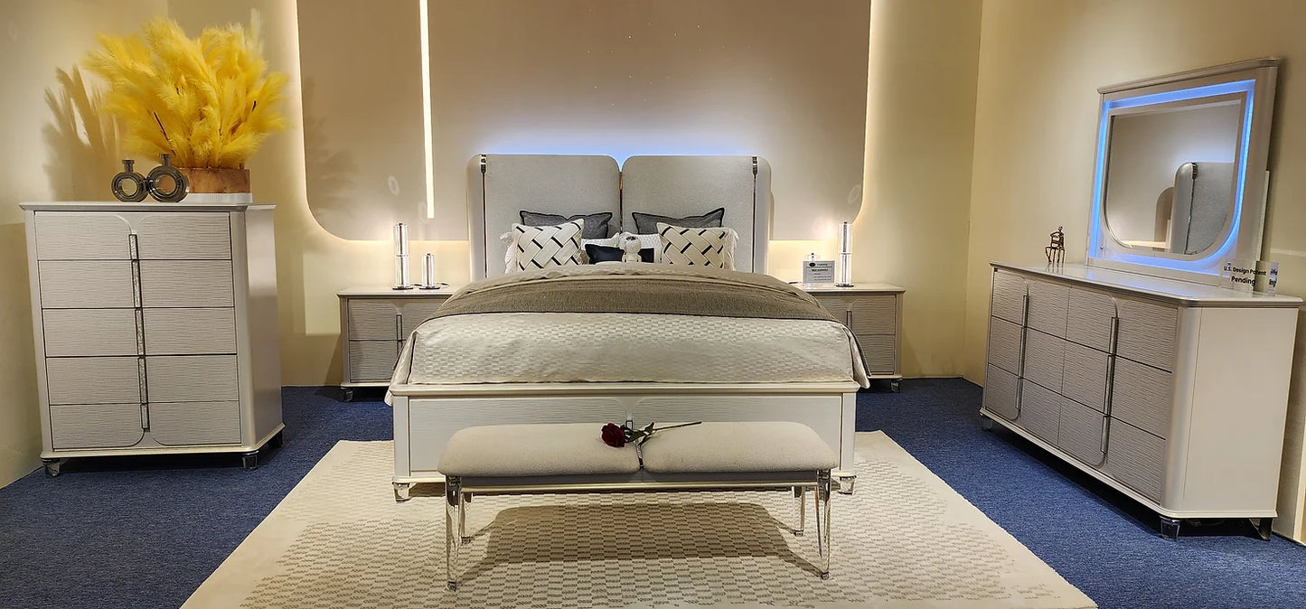 5pcs B6300 Amara Pearl White Finish Bedroom Set