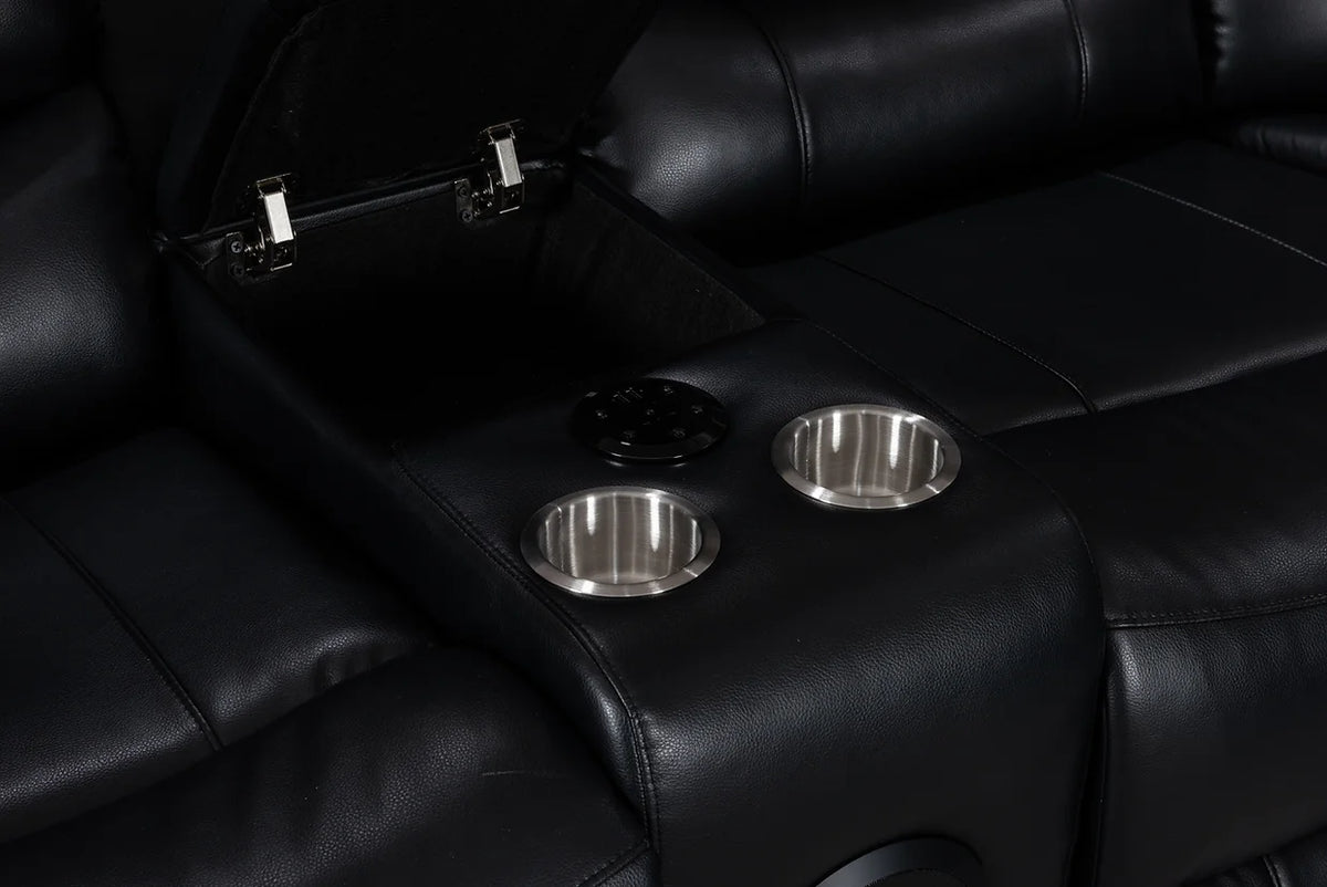 S8686 Turbo Black Leather Power Reclining Sectional