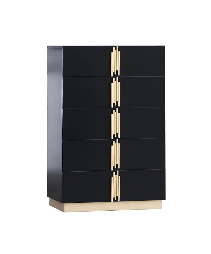 5pcs B7550 Evon Black Velvet Bedroom Set