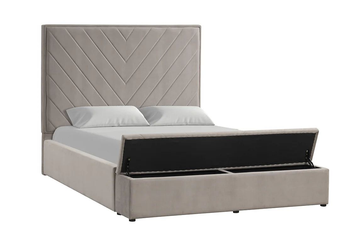 B8012 Mio Grey Velvet Storage Bed Frame