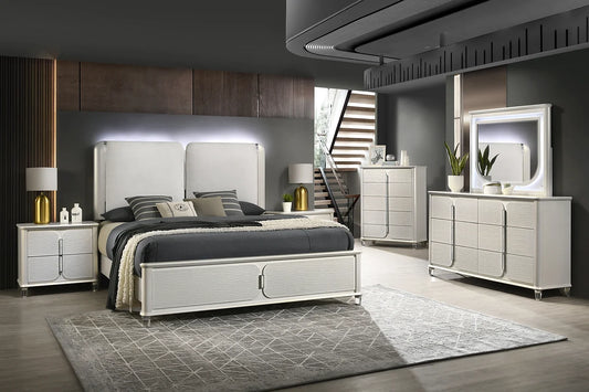 5pcs B6300 Amara Pearl White Finish Bedroom Set