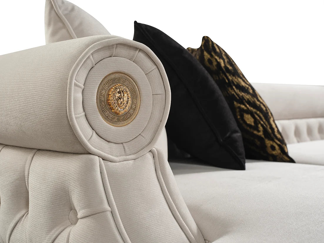 Brooklyn Cream Velvet Oversized Double Chaise Sectional