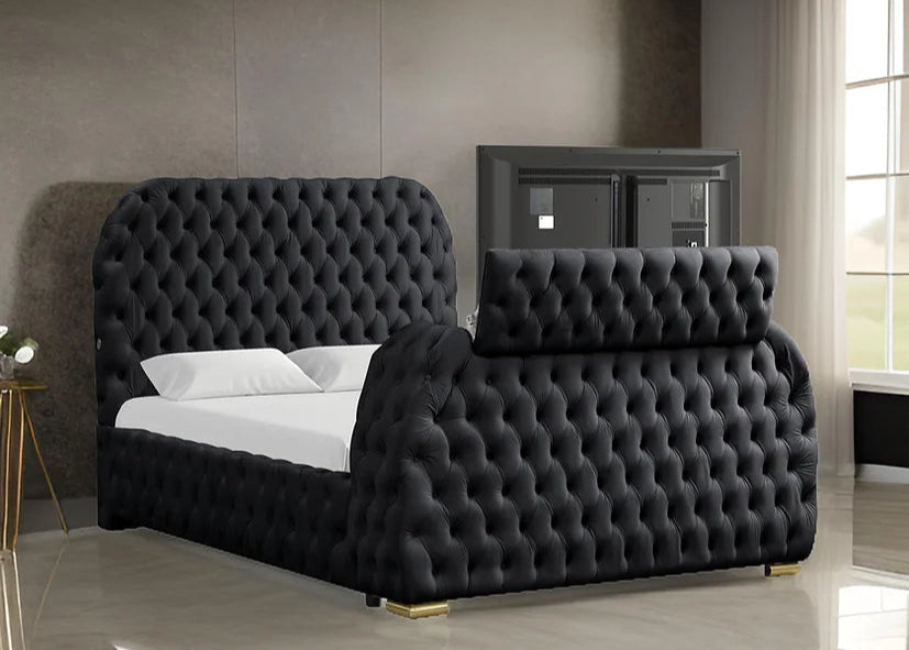 Royal Black Platform Bed Frame
