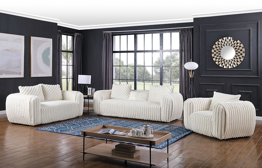 3pcs or 2pcs S8809 Eli White Sofa, Loveseat & Chair