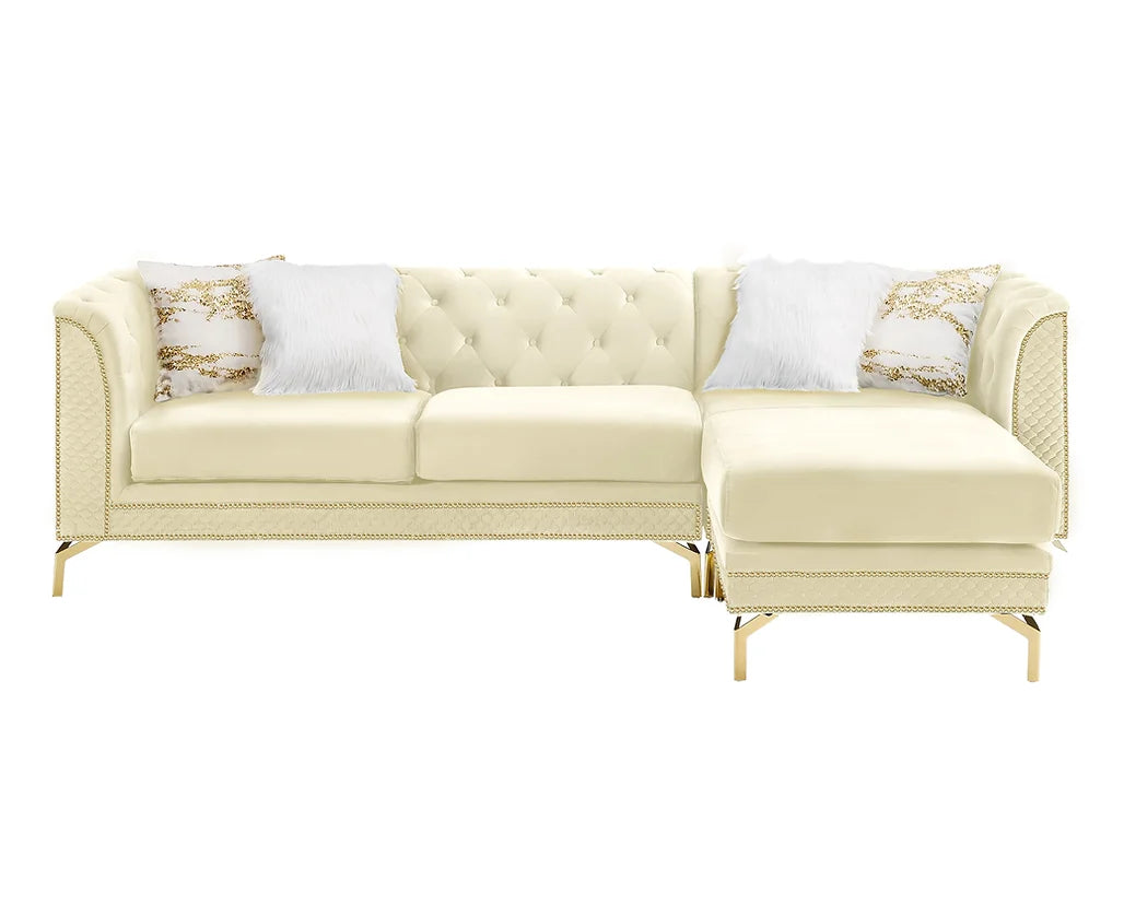 Zia Cream Velvet Reversible Sectional