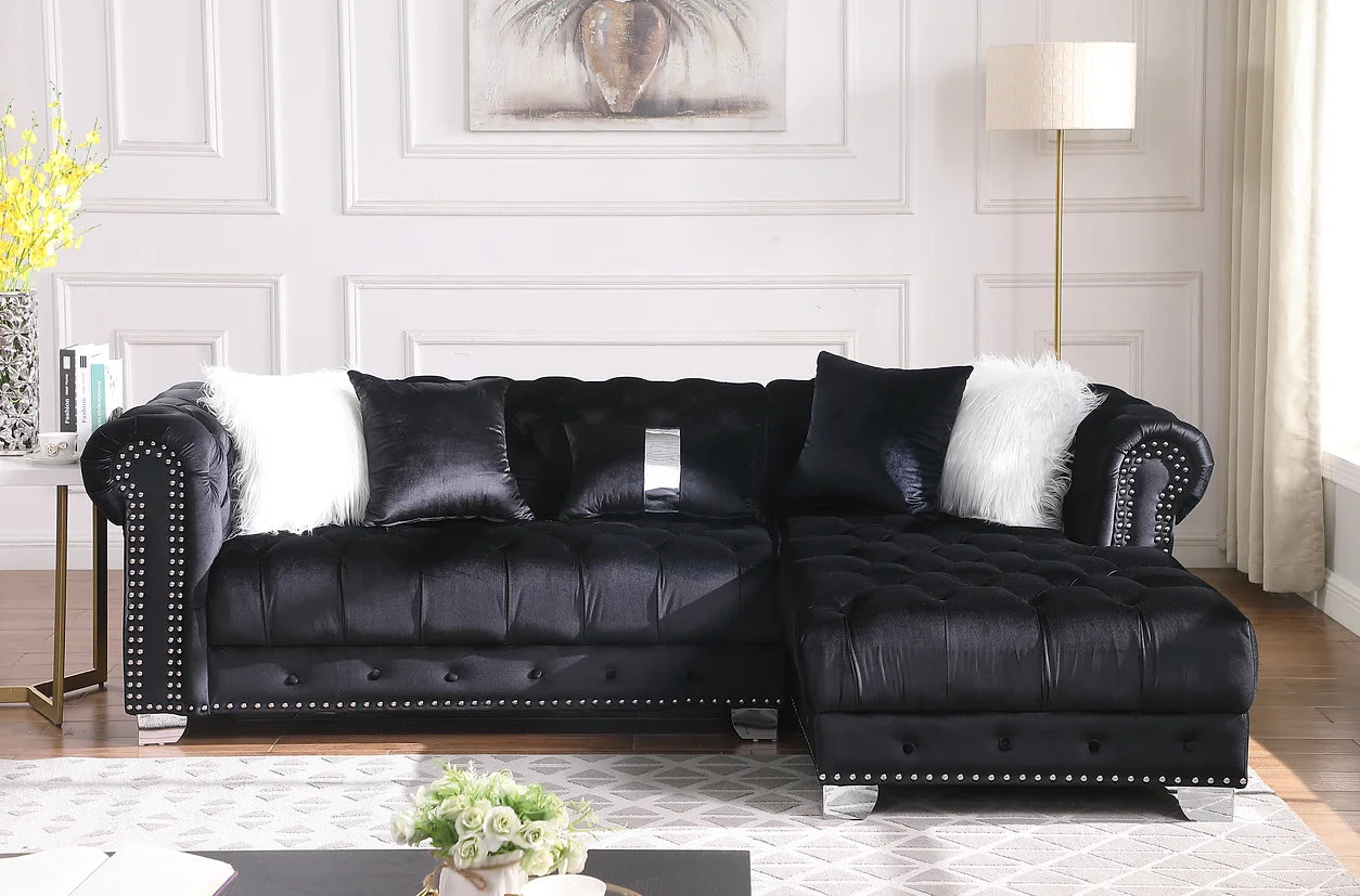 S6250 Yaz Black Velvet Sectional