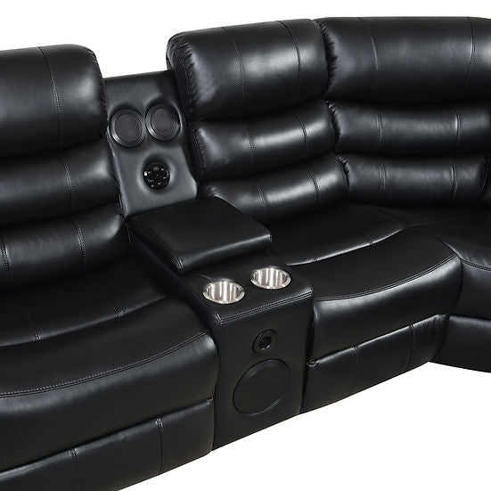 S8787 Sonic LED Black Power Reclining Sectional