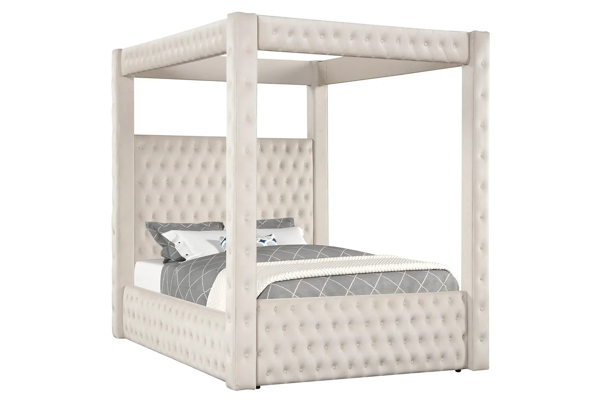 Mansion Beige Canopy Platform Bed Frame