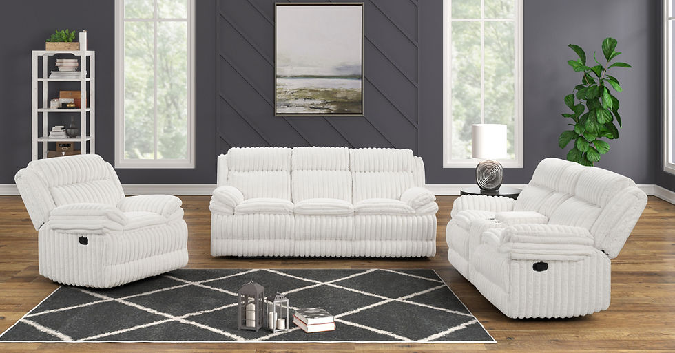 3pcs S3939 Mellow White Reclining Sofa Set