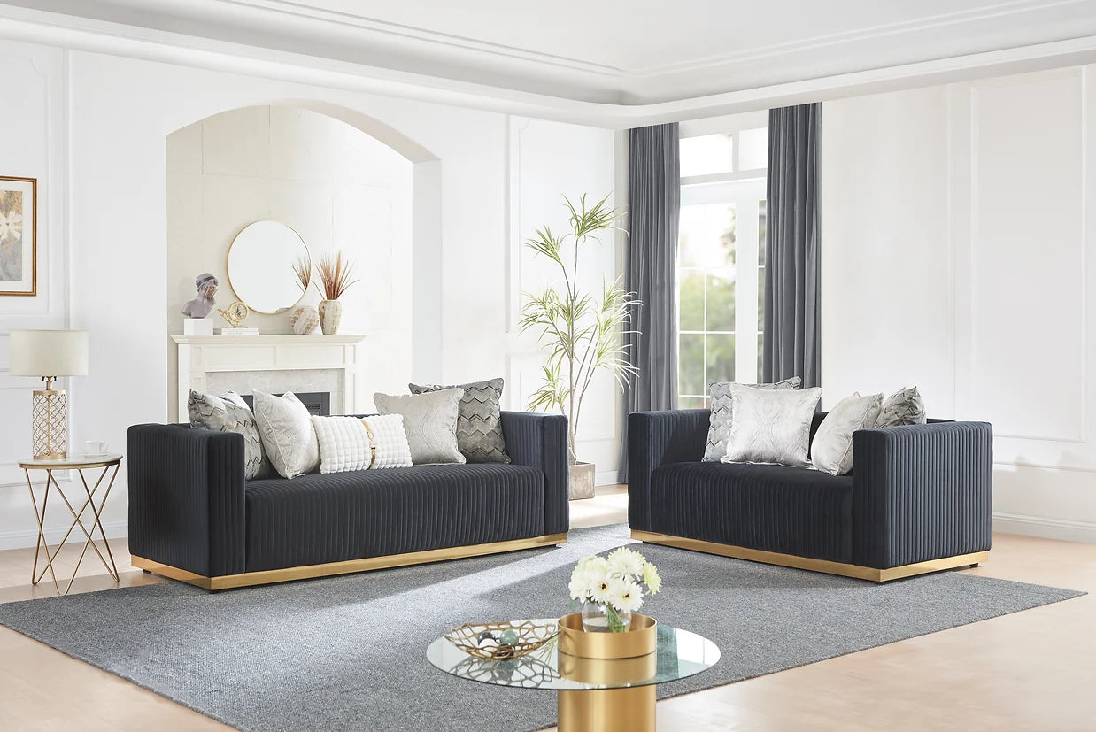 3pcs or 2pcs S3168 Alisha Black Sofa & Loveseat
