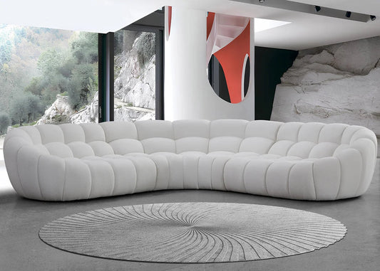 MI-2126B Bubbles White Boucle Sectional