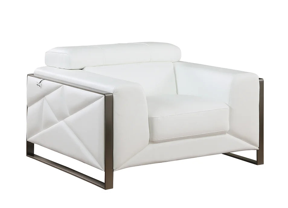 White Italian Leather Sofa, Loveseat & Chair