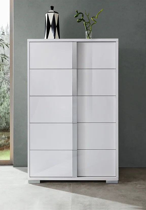 B2180 Beverly White Gloss 5pcs Bedroom Set