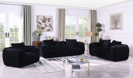 3pcs or 2pcs S8809 Eli Black Sofa, Loveseat & Chair