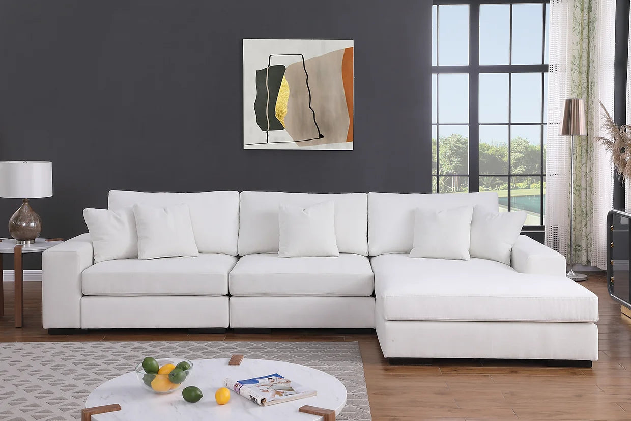 3pcs Comfy Cream Chenille Sectional