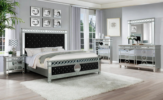 5pcs B1852 Bella Silver & Black Finish Bedroom Set