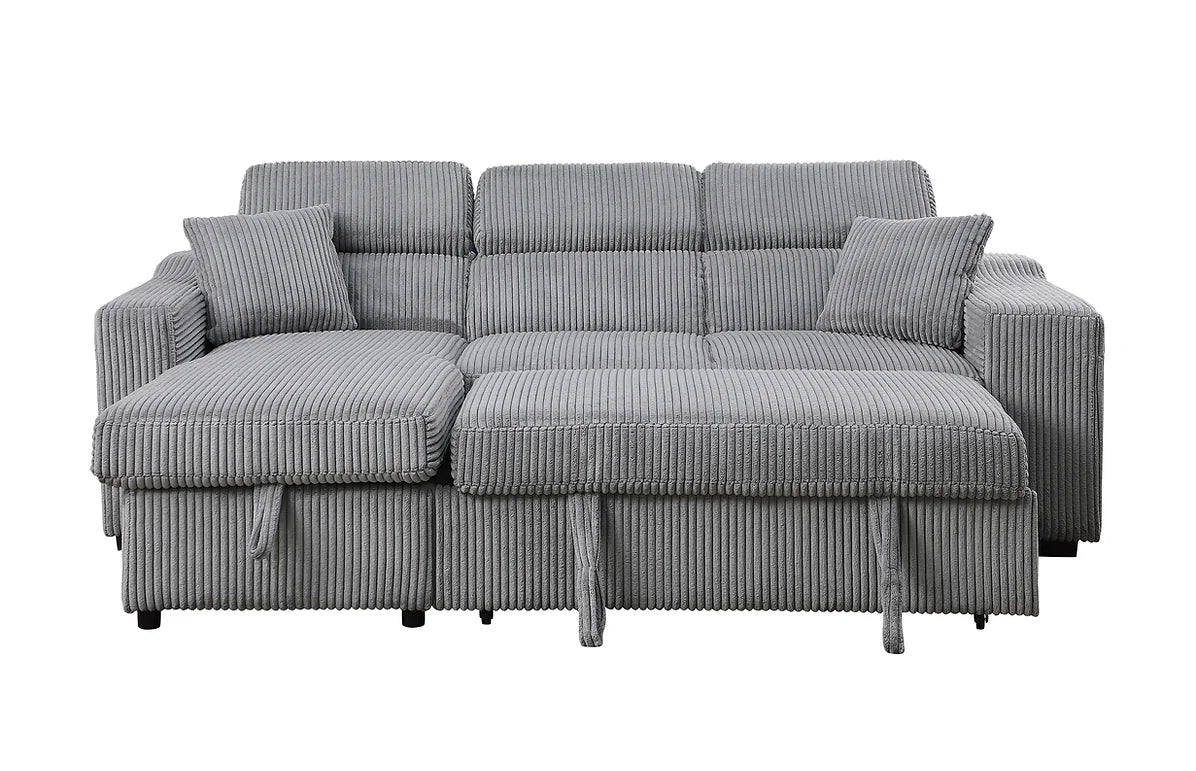 Bonaterra Grey Corduroy Reversible Sectional