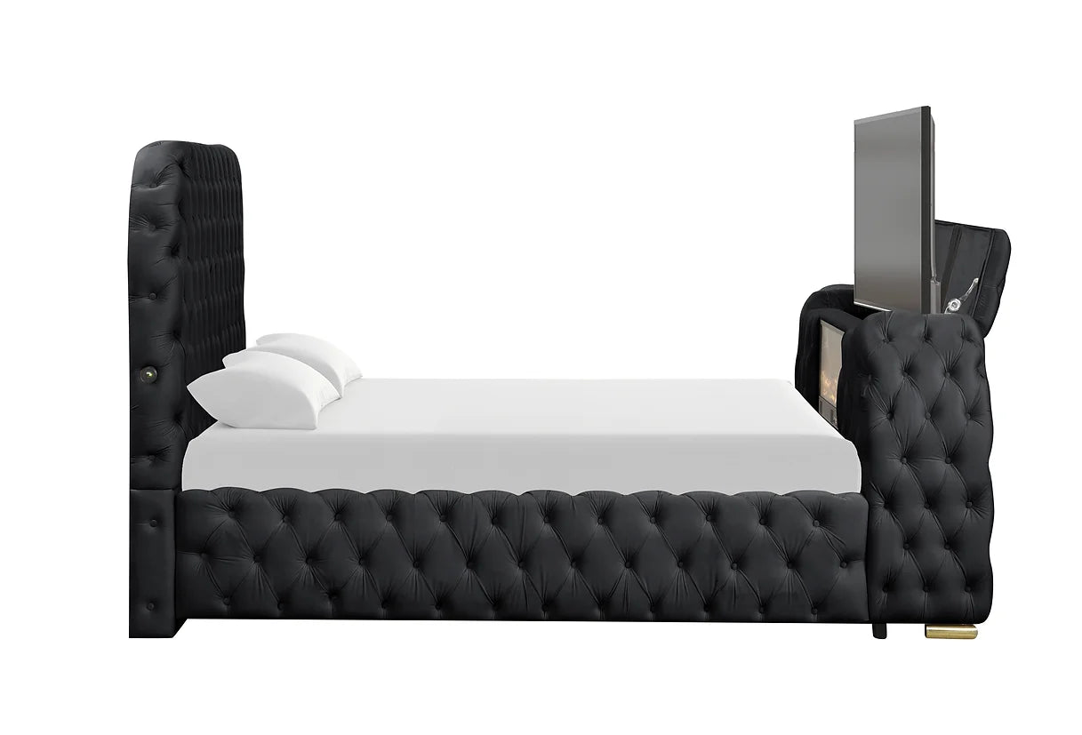 Royal Black Platform Bed Frame