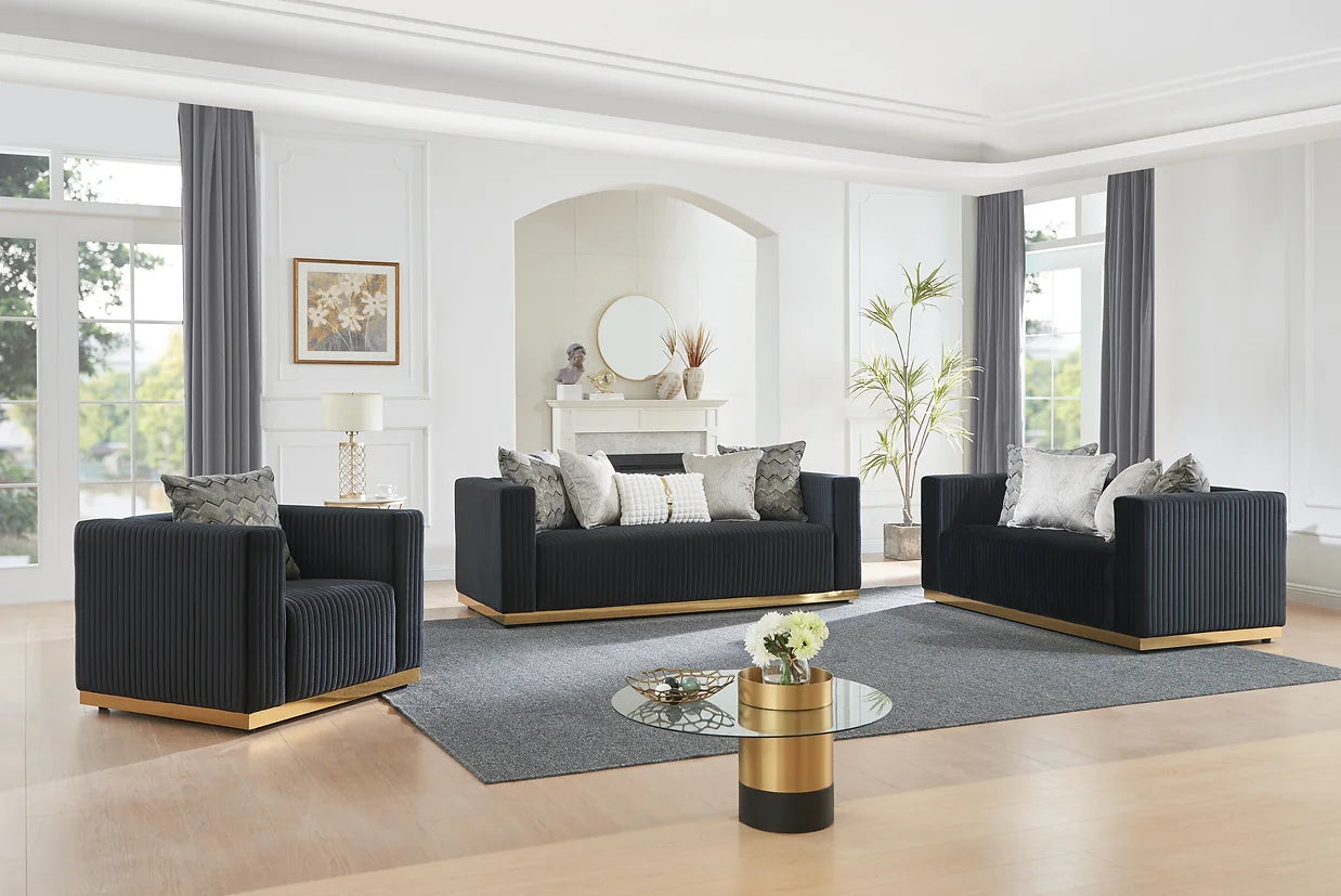 3pcs or 2pcs S3168 Alisha Black Sofa & Loveseat