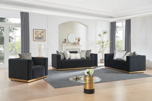 3pcs or 2pcs S3168 Alisha Black Sofa & Loveseat