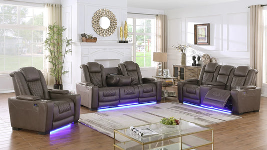 3pcs S9303 Ash Brown Power Reclining Set
